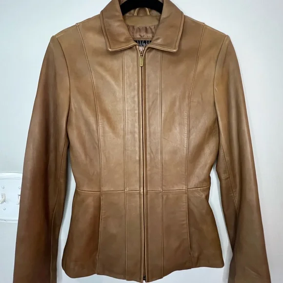 Wilson’s Leather Pelle Studio Classic Tan 100% Leather Jacket - Picture 2 of 6